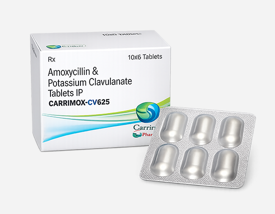 Carrimox CV625 Amoxicillin Clavulanate Antibiotic Tablets by Carring Pharma